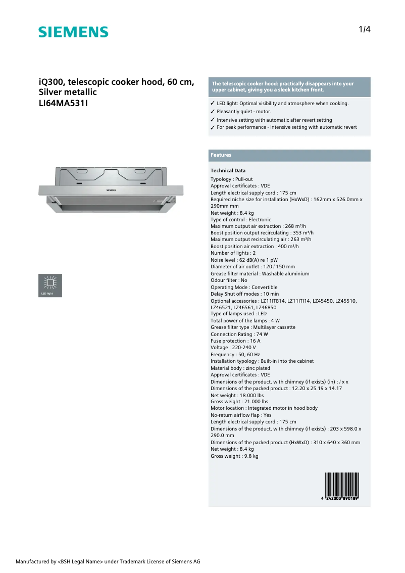 Page n°1 - Manuel utilisateur Siemens LI64MA531I