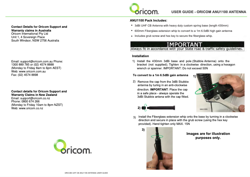 Página 1 del manual Manual de usuario Oricom ANU1100