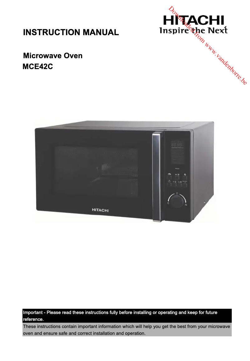 Page 1 de la notice Manuel utilisateur Hitachi MCE42C