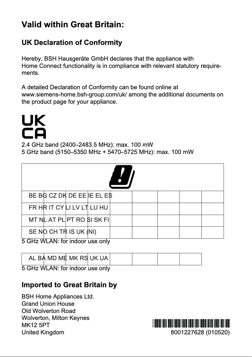 Página 1 del manual Guía de instalación Siemens SX87Y800BE