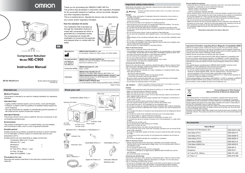 Page 1 de la notice Manuel utilisateur Omron CompAIR Pro NE-C900