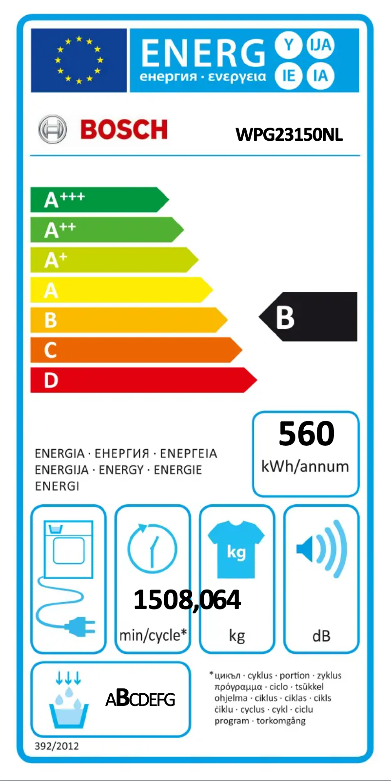 Image de la première page du manuel de l'appareil WPG23150NL