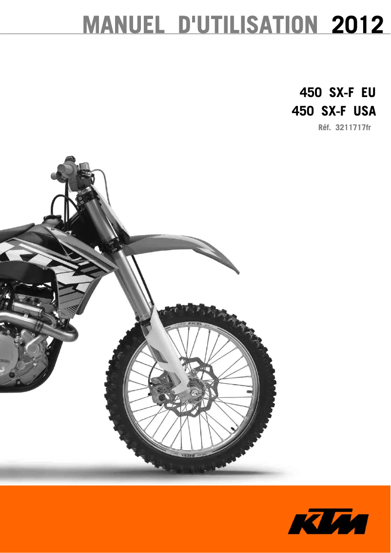Image de la première page du manuel de l'appareil 450 SX-F (2012)