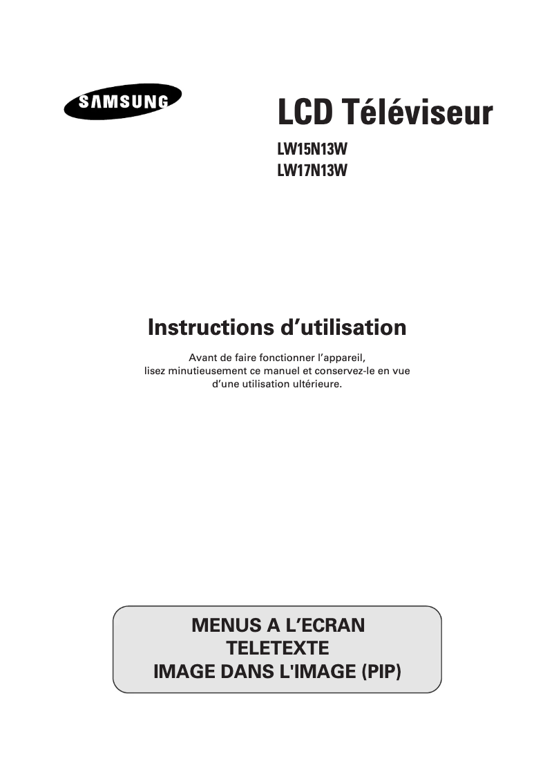 Page n°1 - Manuel utilisateur Samsung LW15N13W