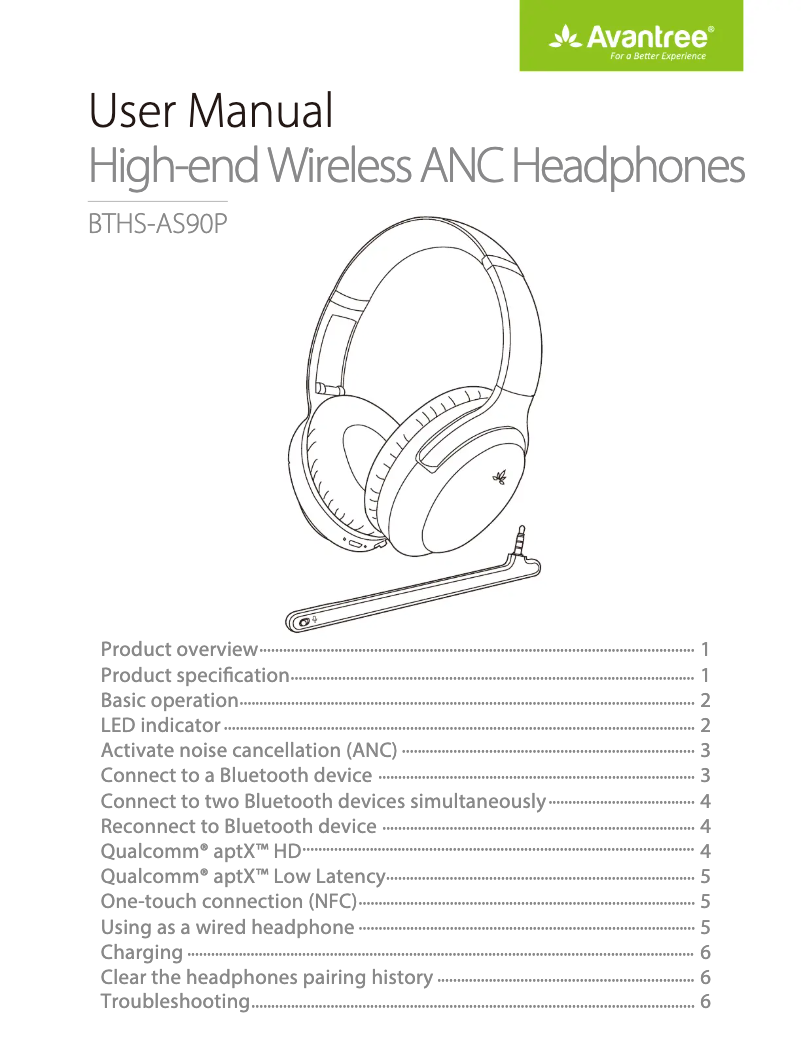 Page 1 de la notice Manuel utilisateur Avantree Aria Pro