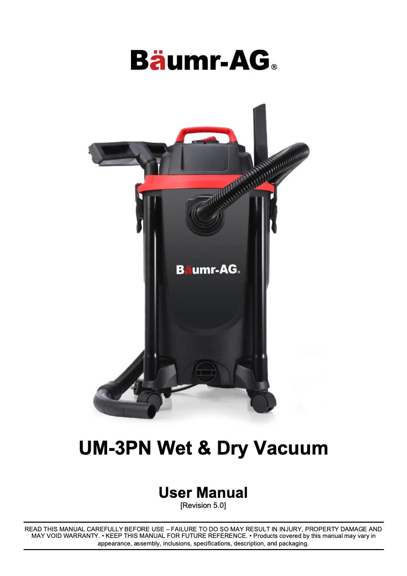 Page 1 de la notice Manuel utilisateur Baumr-AG UM-3PN