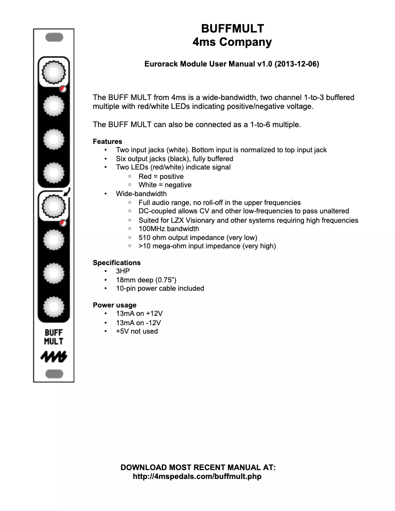 Image de la première page du manuel de l'appareil Buff Mult