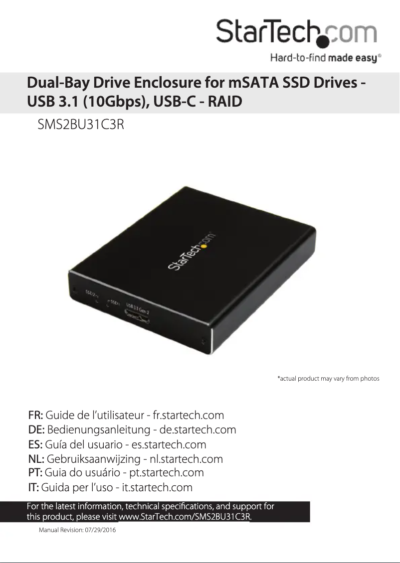 Page 1 de la notice Manuel utilisateur StarTech.com SMS2BU31C3R
