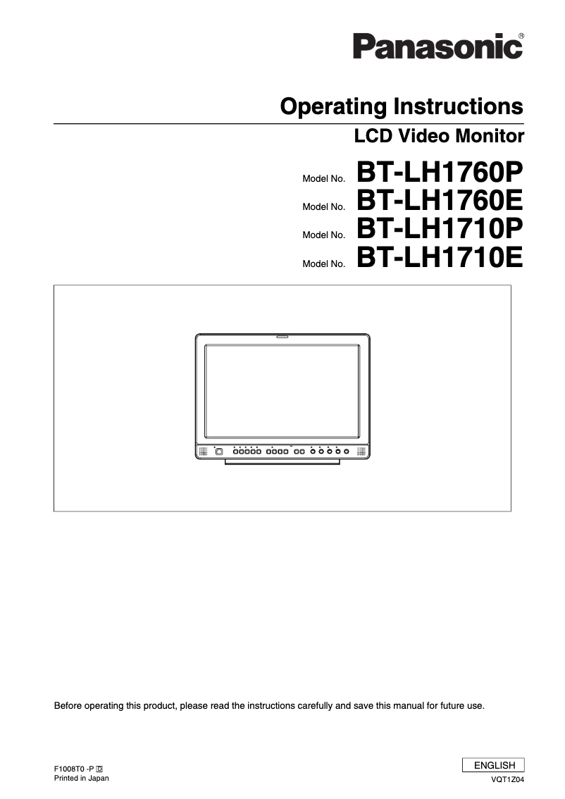 Image de la première page du manuel de l'appareil BT-LH1710