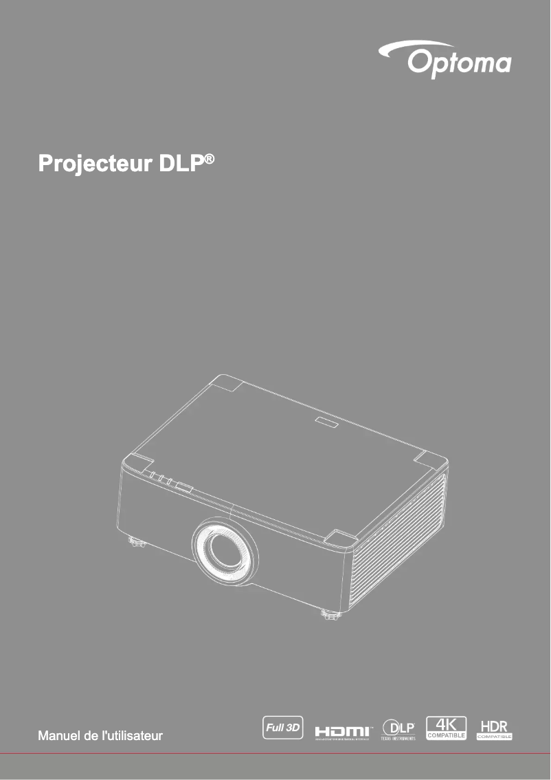 Page 1 de la notice Manuel utilisateur Optoma ZU720T