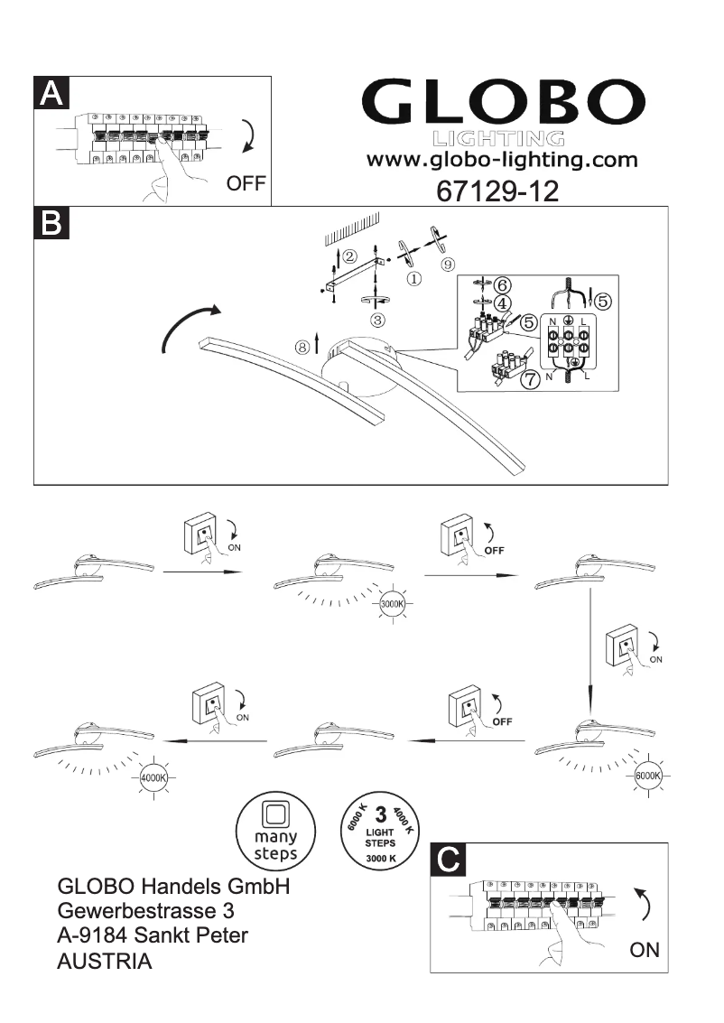 Page 1 de la notice Manuel utilisateur Globo 67129-12