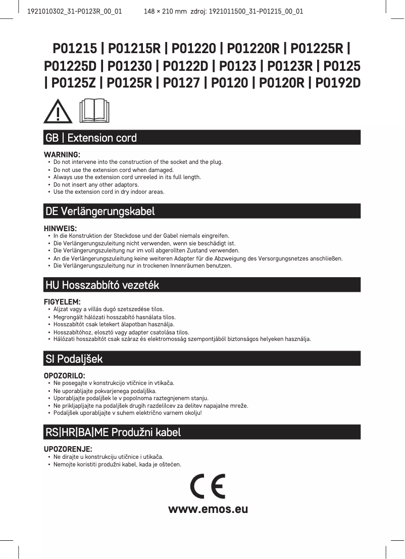 Page n°1 - Manuel utilisateur Emos P0123R