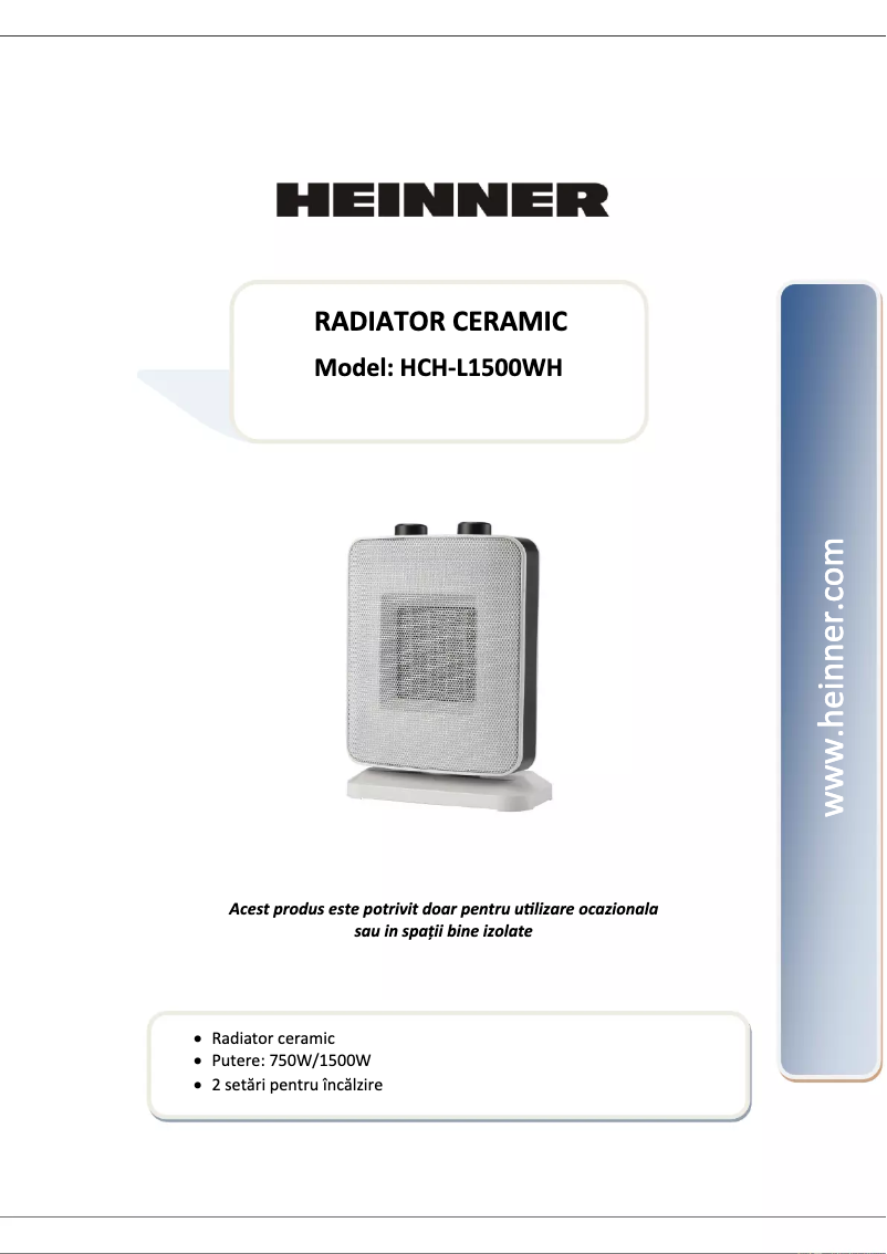 Page 1 de la notice Manuel utilisateur Heinner HCH-L1500WH