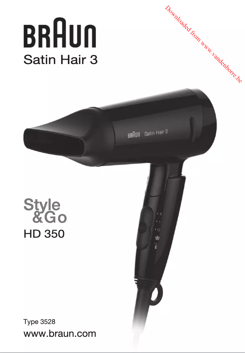 Page 1 de la notice Manuel utilisateur Braun Satin Hair 3 HD350