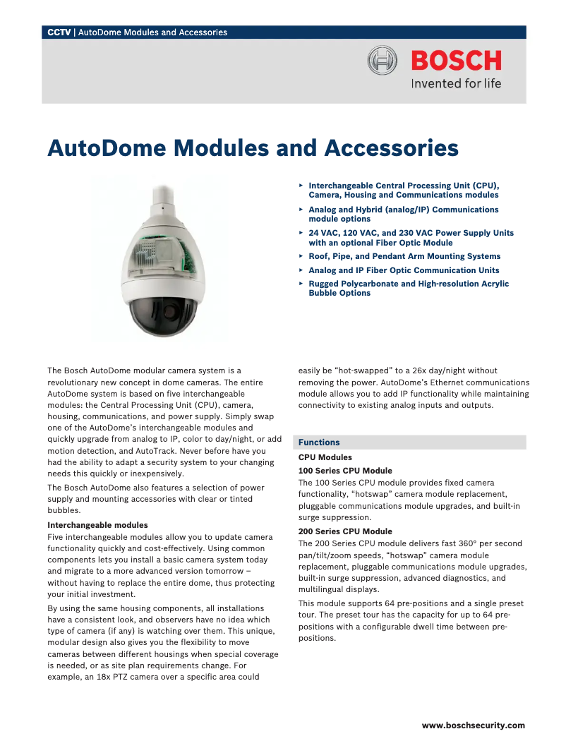 Page 1 de la notice Manuel utilisateur Bosch AutoDome VG4-MCAM-22