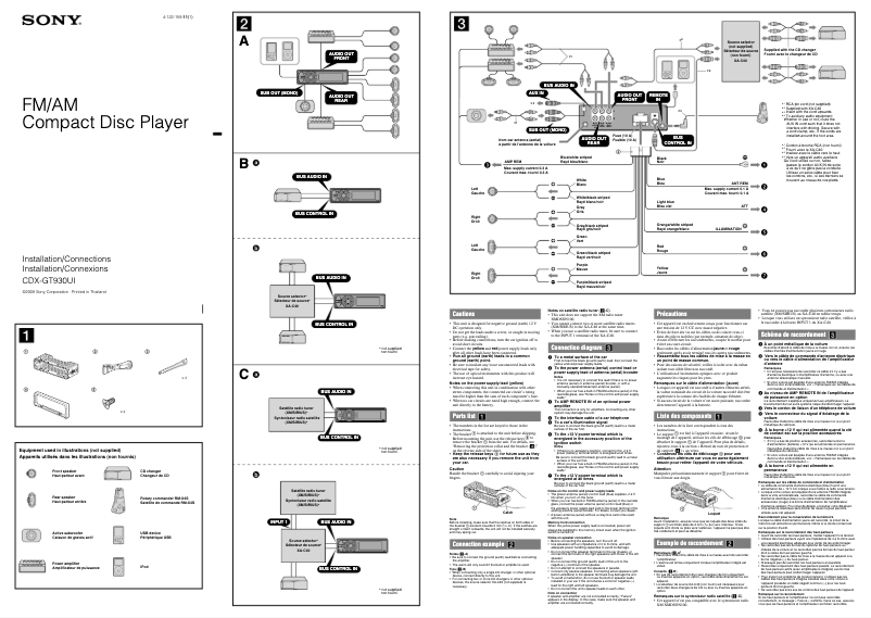 Page n°1 - Guide d'installation Sony CDX-GT930UI