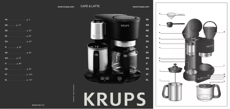 Image de la première page du manuel de l'appareil Cafe & Latte KM3108