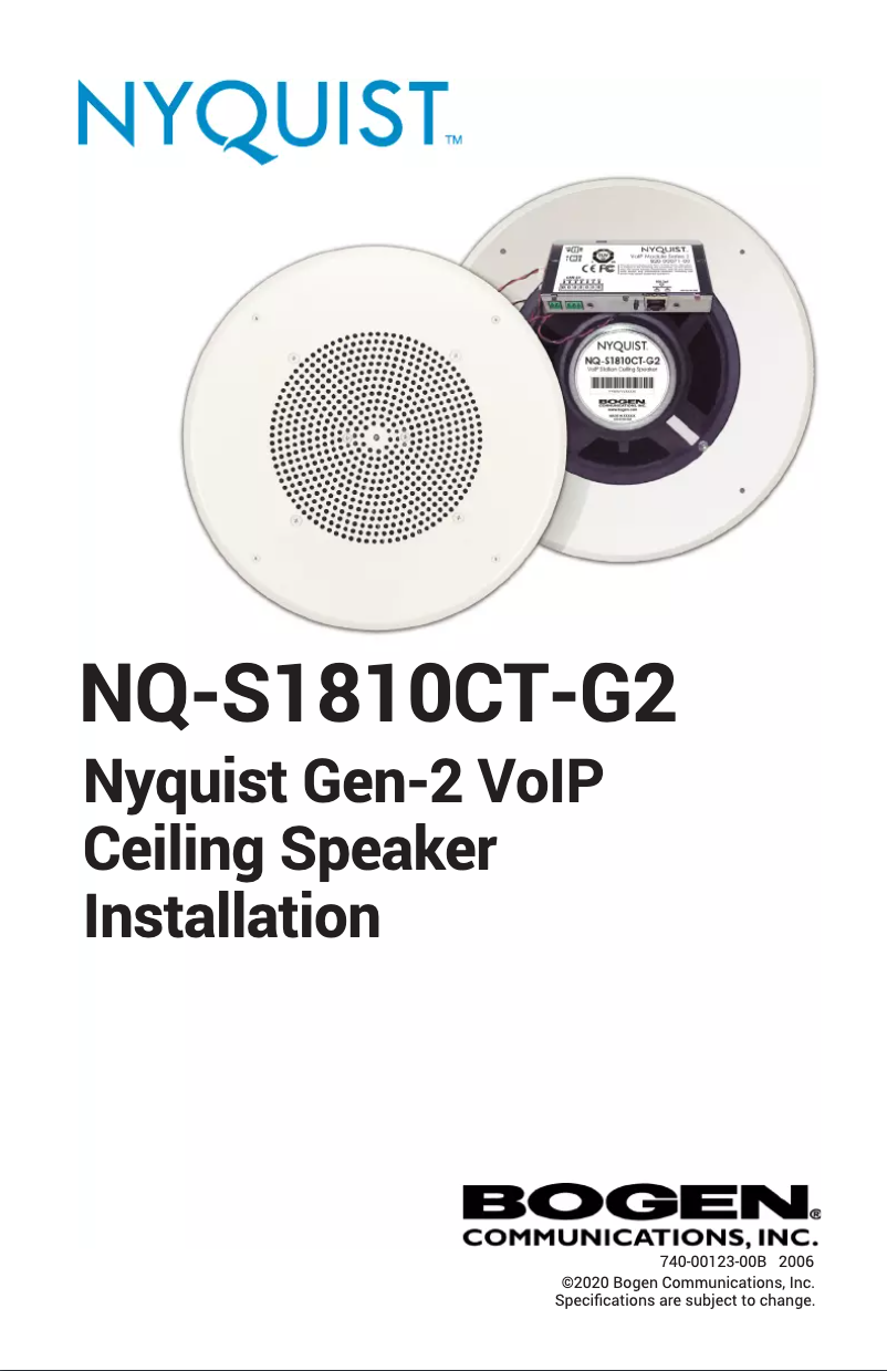 Image de la première page du manuel de l'appareil Nyquist Gen-2 VoIP NQ-S1810CT-G2