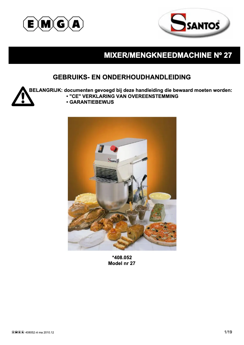 Página 1 del manual Manual de usuario Santos N° 27