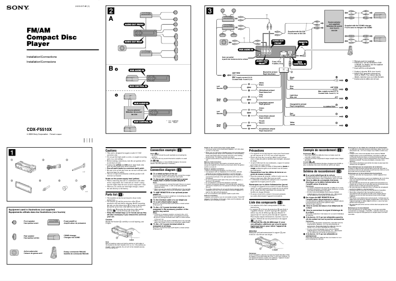 Image de la première page du manuel de l'appareil CDX-F5510X