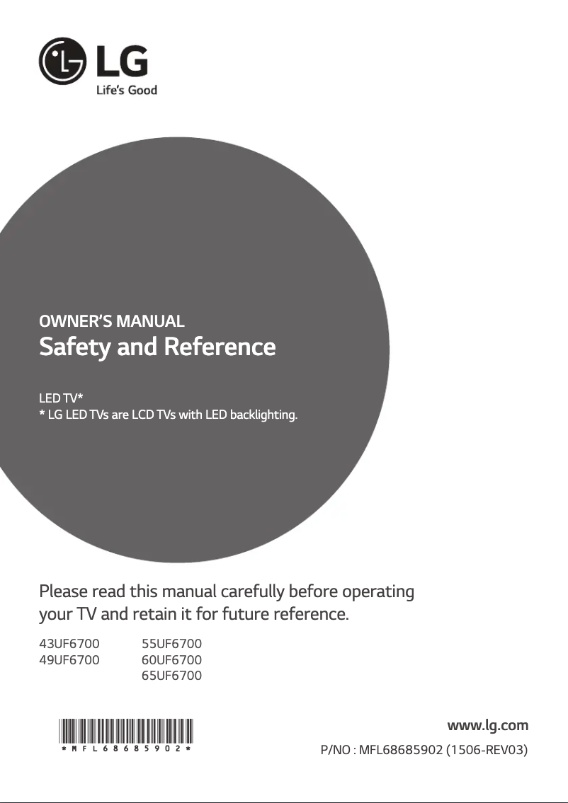 Image de la première page du manuel de l'appareil 49UF6700