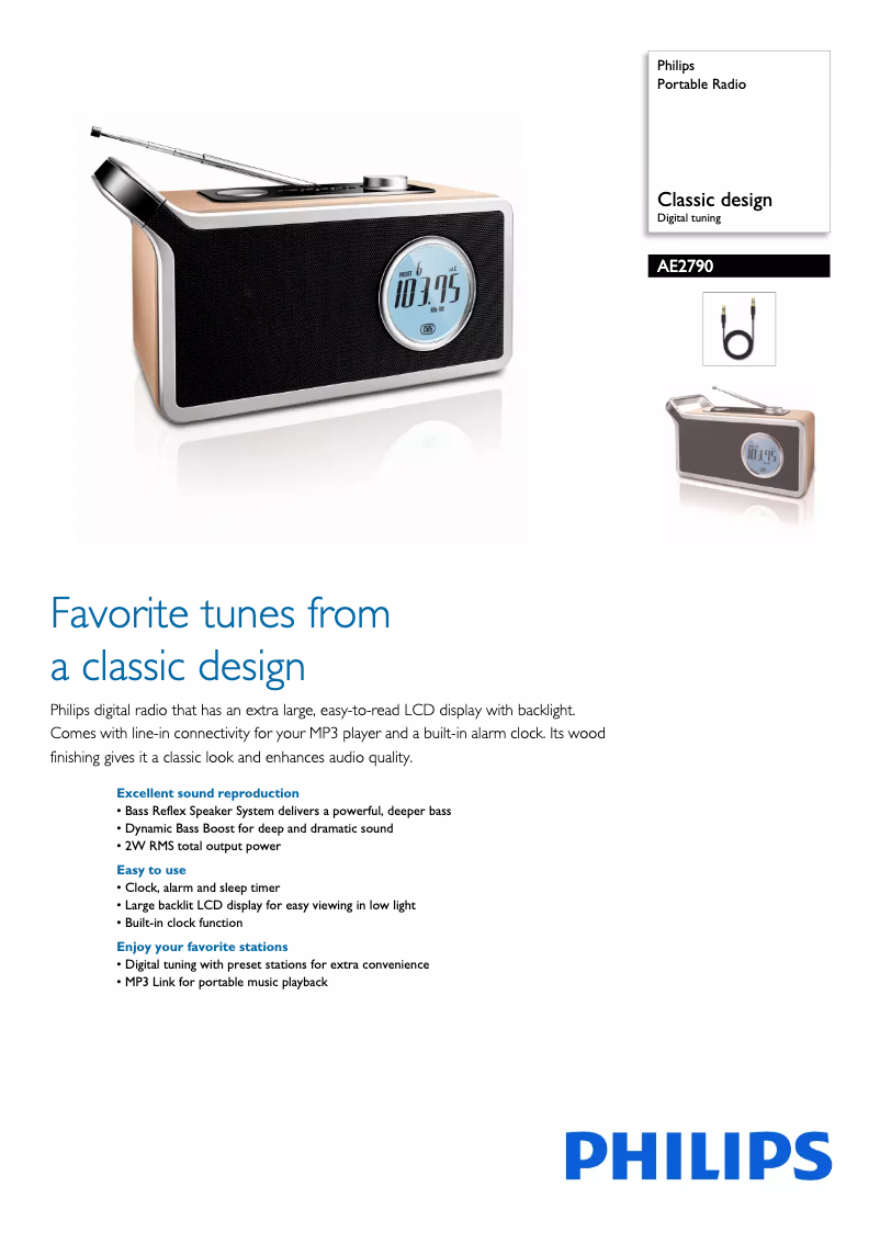 Page 1 de la notice Brochure Philips AE2790