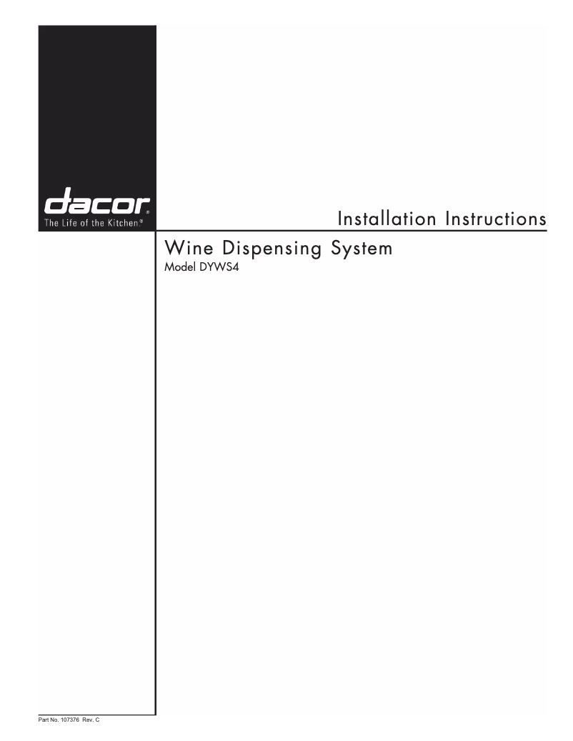 Page n°1 - Guide d'installation Dacor DYWS4