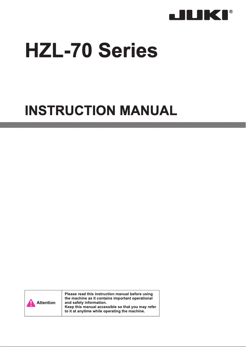 Page n°1 - Manuel utilisateur Juki HZL-70HW-B