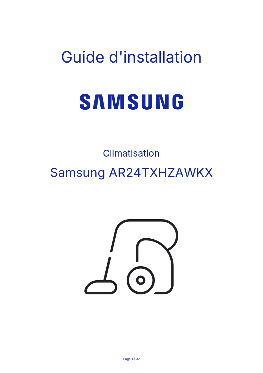 Image de la première page du manuel de l'appareil AR24TXHZAWKX