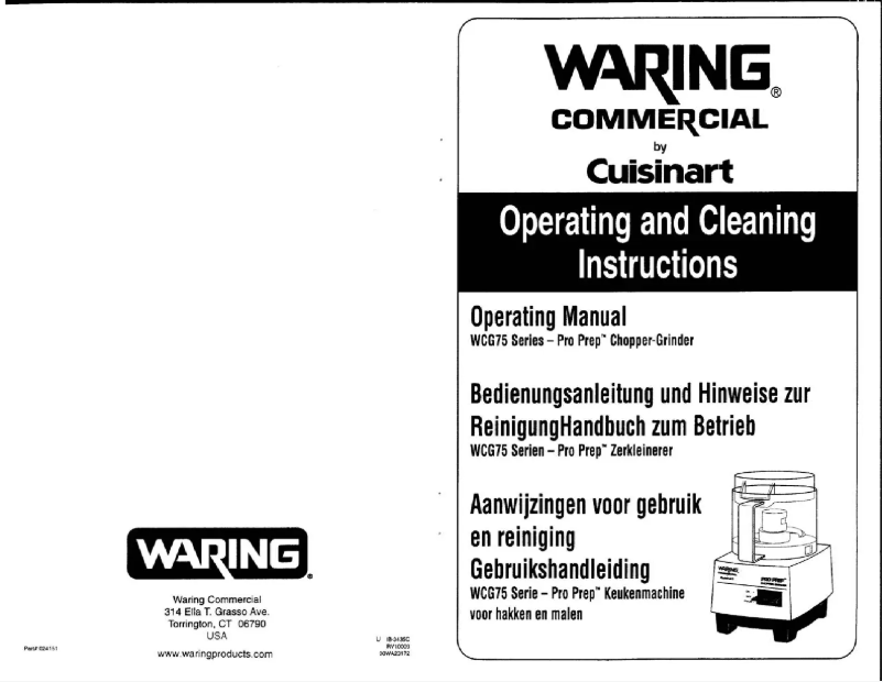 Page 1 de la notice Instructions / montage Waring Commercial WCG75