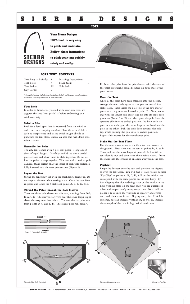Página 1 del manual Manual de usuario Sierra Designs Iota