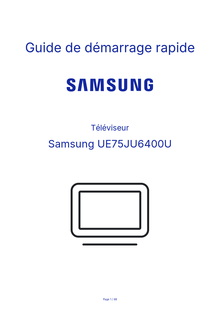 Page n°1 - Guide de démarrage rapide Samsung UE75JU6400U