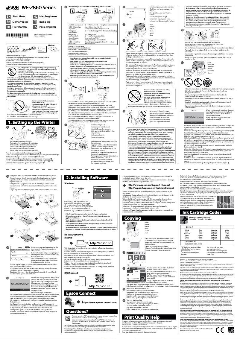 Page n°1 - Guide d'installation Epson WorkForce WF-2860DWF