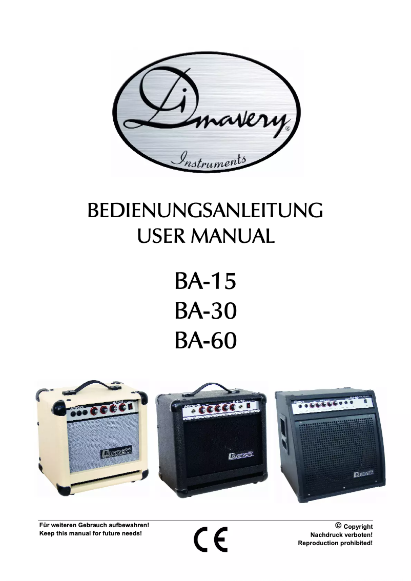 Page 1 de la notice Manuel utilisateur Dimavery BA-30