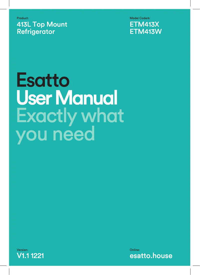 Page n°1 - Manuel utilisateur Esatto ETM413W