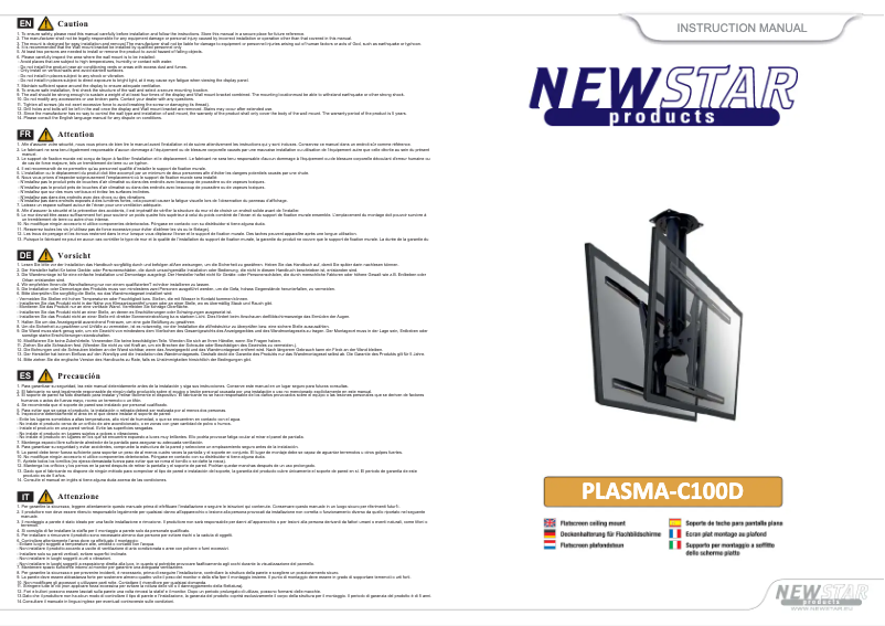 Page 1 de la notice Manuel utilisateur Newstar PLASMA-C100D