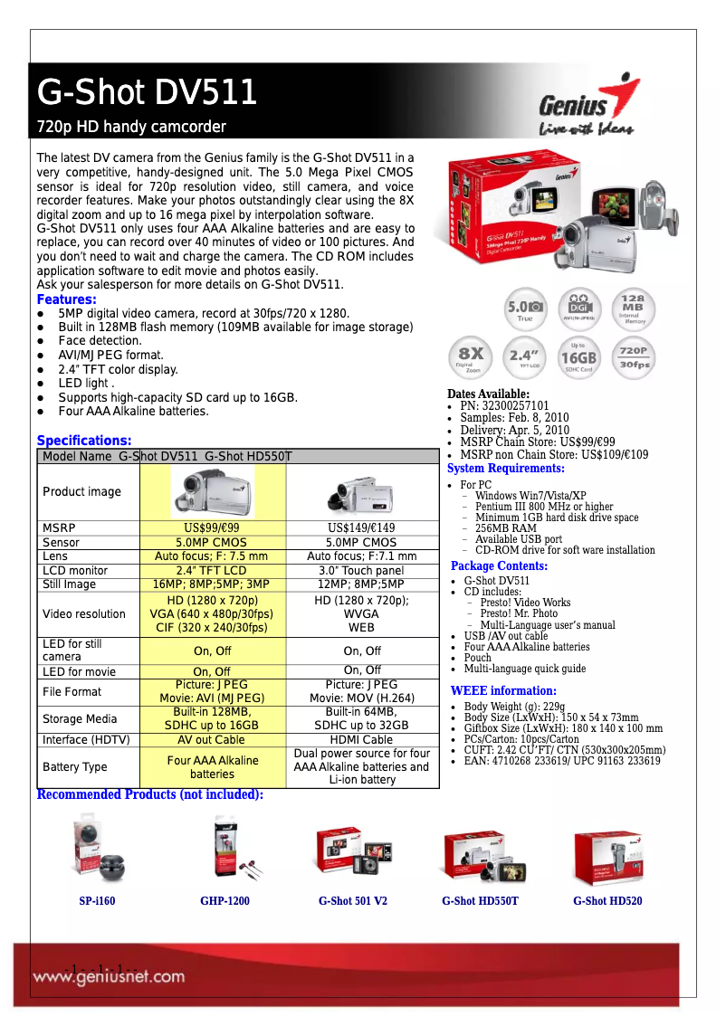 Page n°1 - Manuel utilisateur KYE Systems G-Shot DV511