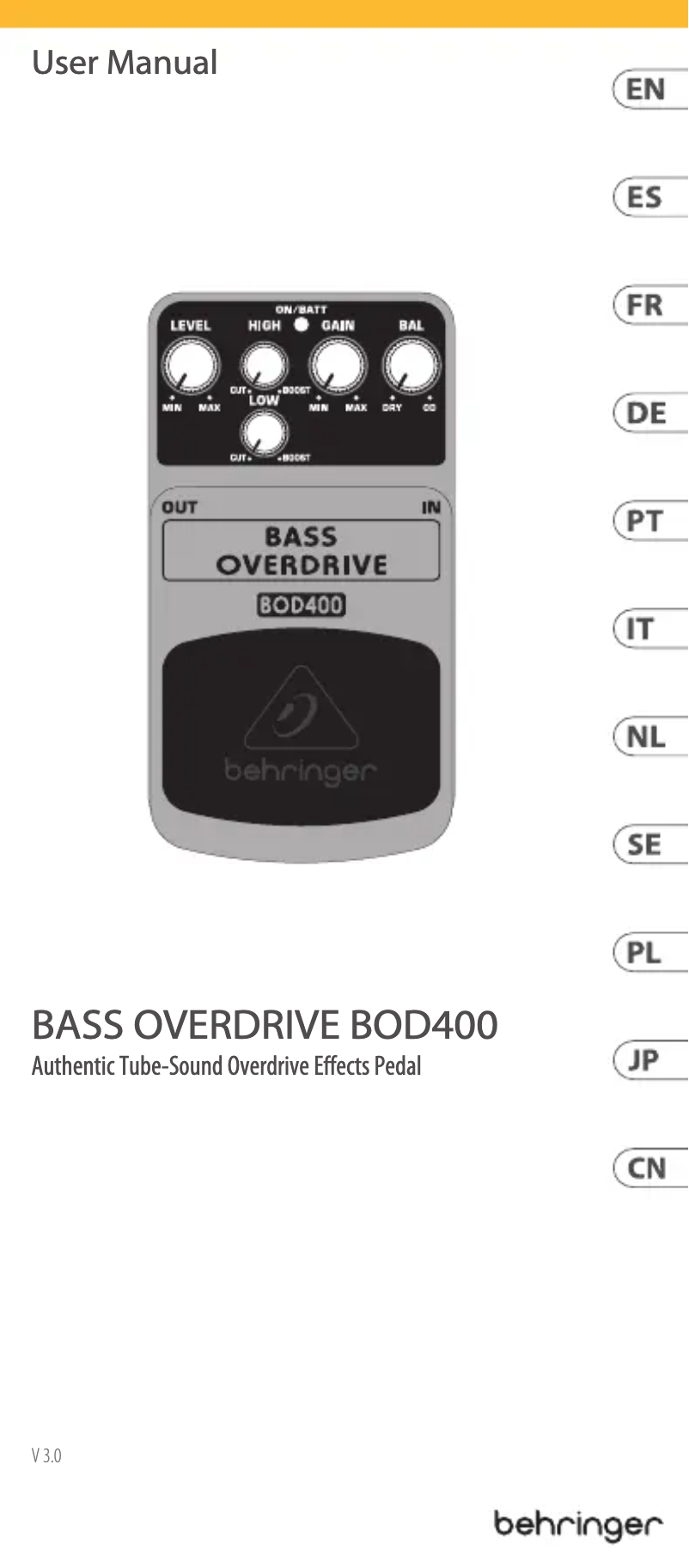 Image de la première page du manuel de l'appareil Bass Overdrive BOD400