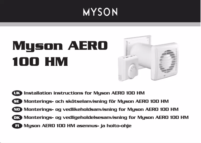 Page 1 de la notice Manuel utilisateur Myson AERO 100 HM