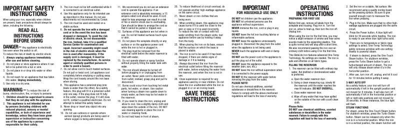 Page 1 de la notice Manuel utilisateur Conair GlideLite GI305