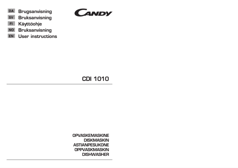 Page n°1 - Manuel utilisateur Candy CDI 1010/2-S