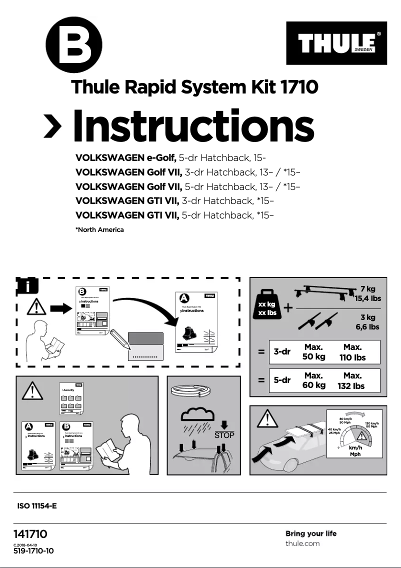 Page 1 de la notice Manuel utilisateur Thule Rapid System Kit 1710
