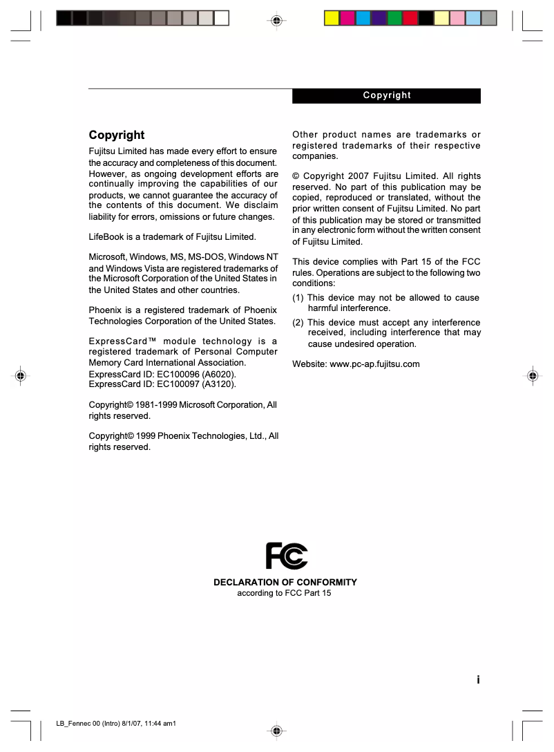 Image de la première page du manuel de l'appareil LifeBook A3120