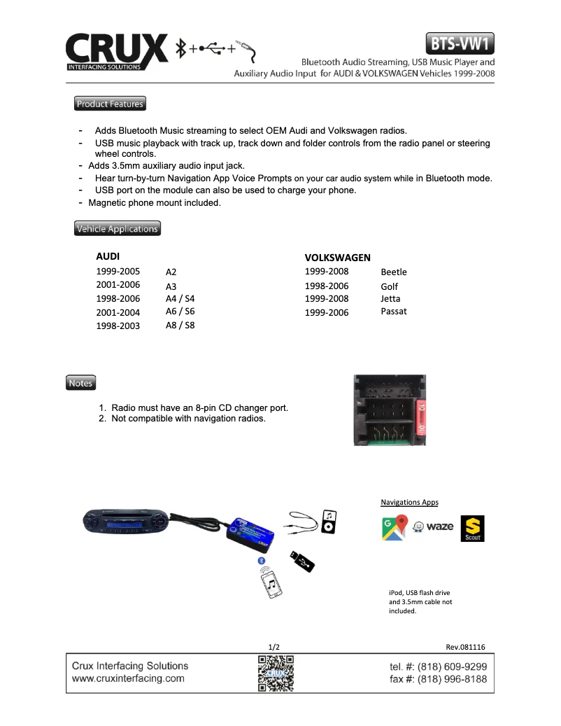 Image de la première page du manuel de l'appareil BTS-VW1