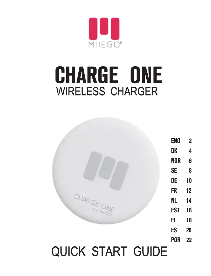 Image de la première page du manuel de l'appareil CHARGE ONE