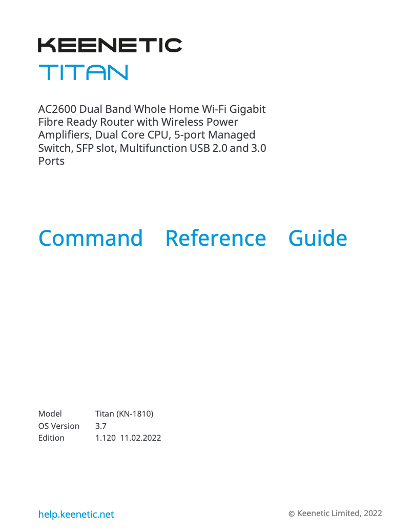 Page 1 of the manual User Manual Keenetic Titan
