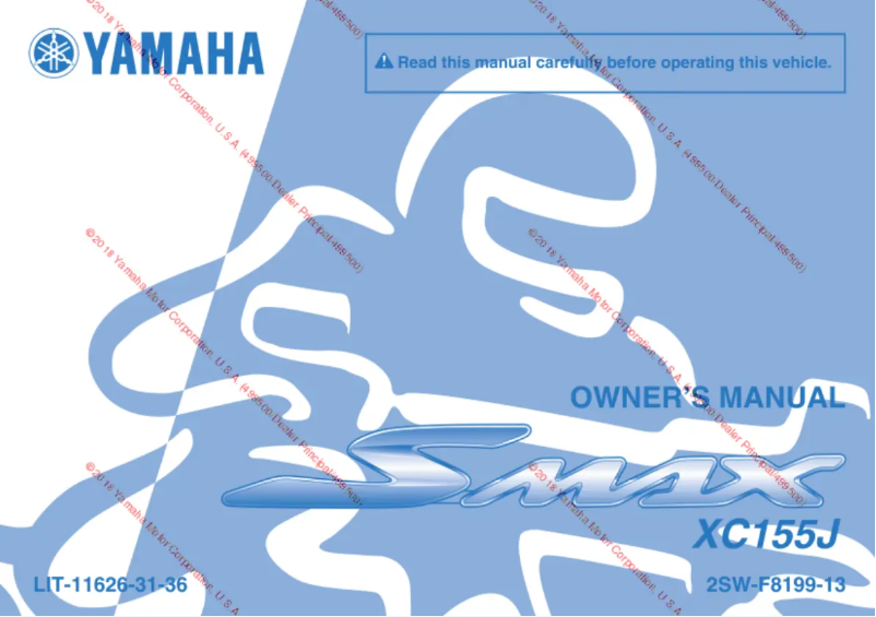 Page n°1 - Manuel utilisateur Yamaha SMAX (2018)