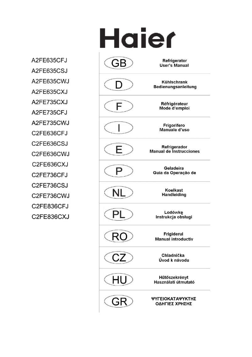 Página 1 del manual Manual de usuario Haier C2FE636CWJ