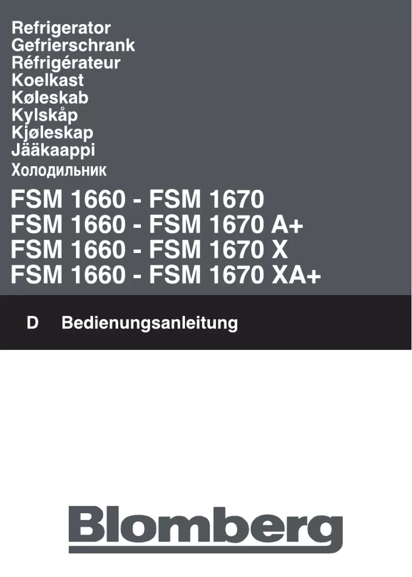 Page 1 de la notice Manuel utilisateur Blomberg FSM 1660