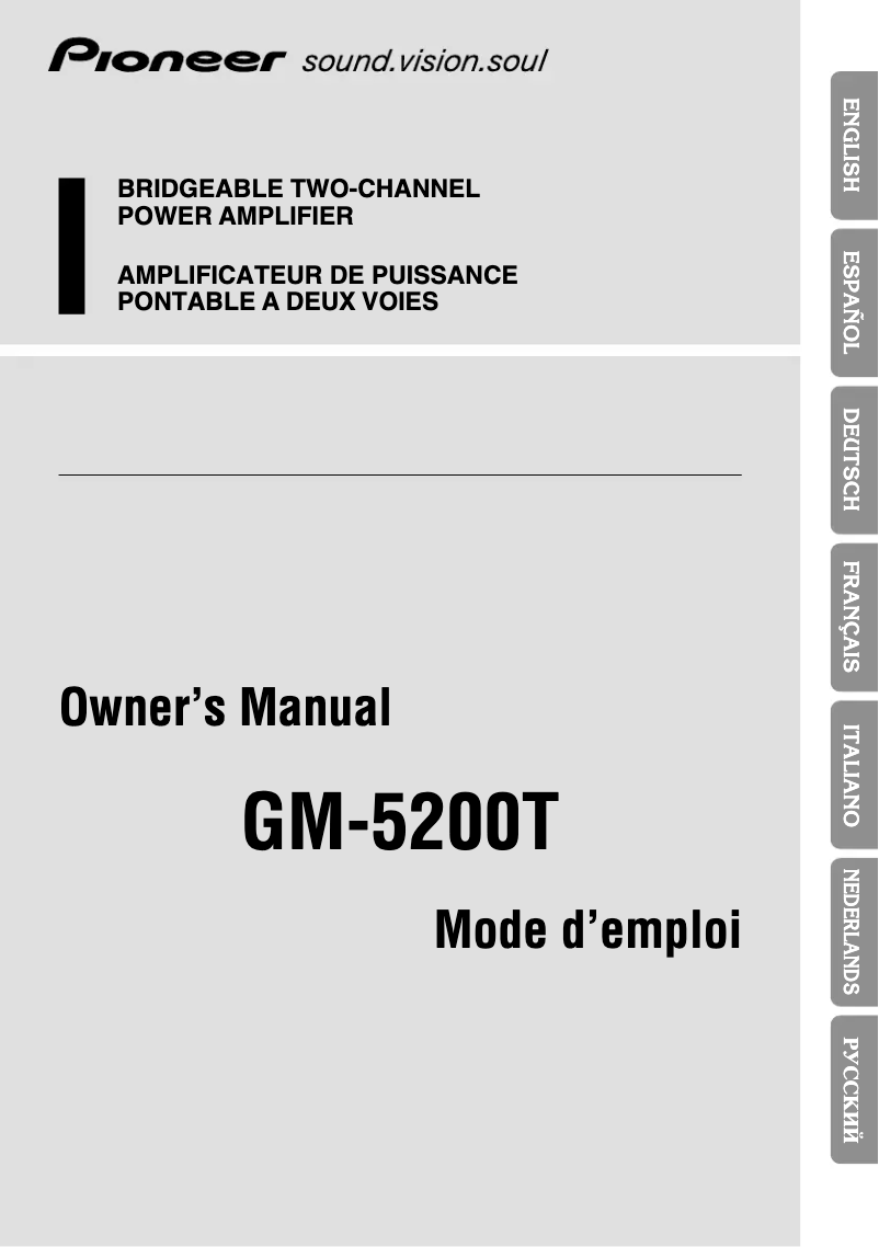 Page n°1 - Manuel utilisateur Pioneer GM-5200T